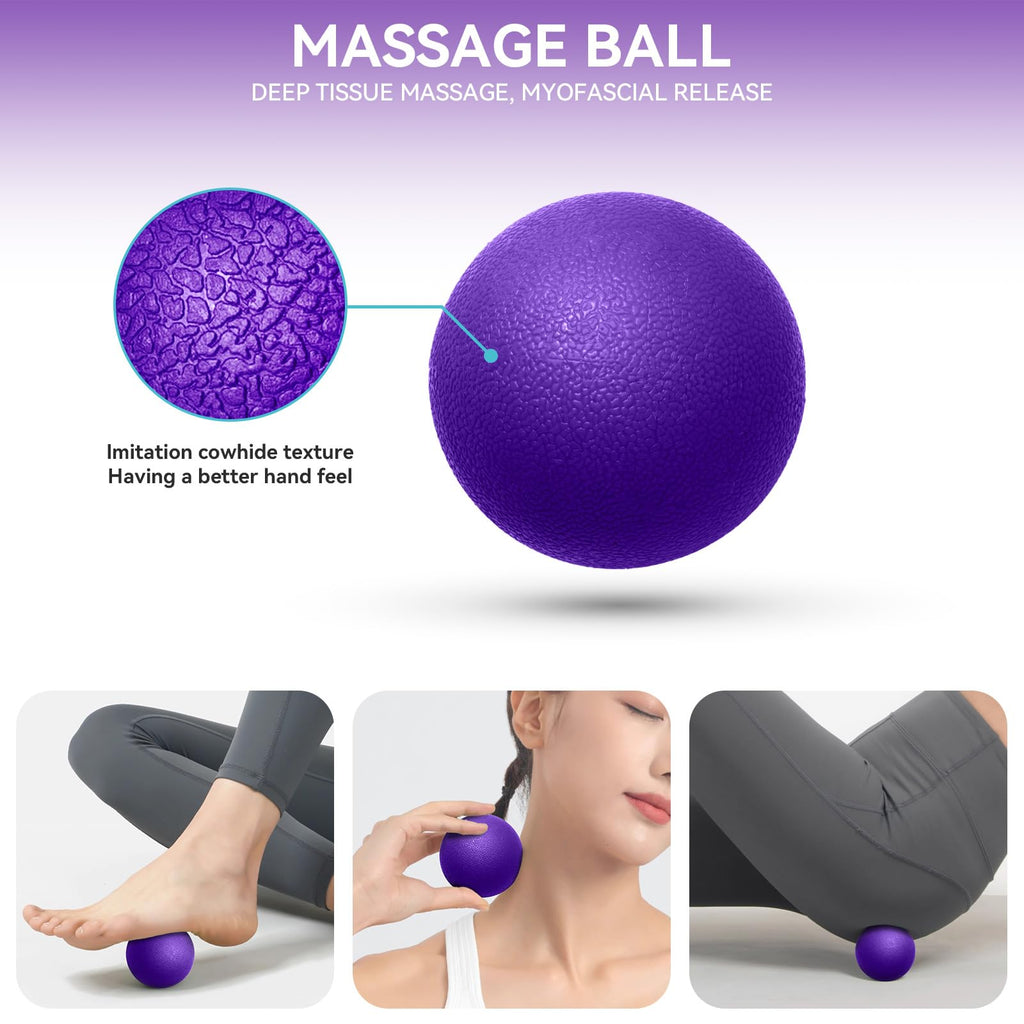 5 in1 Foam Roller Set for Deep Tissue Muscle Massage, High Density Fitness Exercise Foam Roller, Massage Roller, Massage Ball, Resistance Band, for Whole Body (Black)