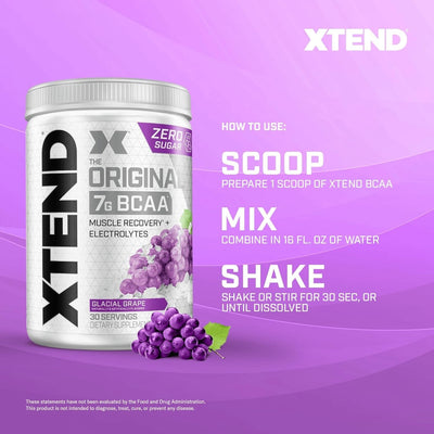 Xtend Original BCAA Powder 7g BCAA and 2.5g L-Glutamine, Sugar Free Post Workout Muscle Recovery Drink with Amino Acids for Men & Women, 30 Servings