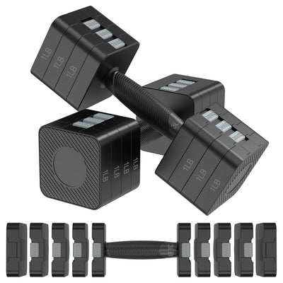 22LBS Adjustable Dumbbells Set, Hand Weights Sets with 5 Levels 3lb, 5lb, 7lb, 9lb, 11lb, Adjustable Weight Dumbbells for Women/Men Home Gym Full Body Workout