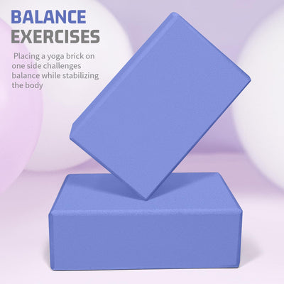Yoga Blocks 2 Pack, EVA Foam Yoga Block Supportive, Non-Slip Exercise Blocks, Yoga Accessories for Pilates, Meditation, Balance, Stretching and Deep Poses
