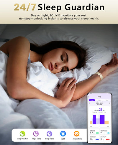 Smart Bracelet for Men Women, Health Activity Fitness Trackers, 24/7 Continuous Heart Rate/Blood Pressure/HRV/Stress Monitor, 24H Sleep Tracker, 170+ Sports Modes Smart Wristband with Free APP 2 Bands