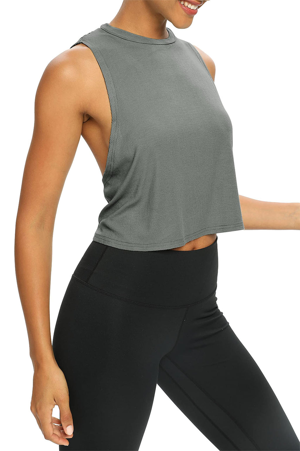 Bestisun Womens Open Back Workout Shirts Cropped Yoga Tank Tops Backless Athletic Clothes