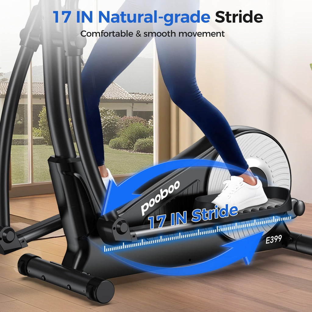 pooboo Elliptical Machine, Elliptical Exercise Machine with 16-Level Resistance&Hyper-Quiet Magnetic Driving System, Elliptical Machine for Home with LCD Monitor&15.5IN Stride, 350LBS Weight Capacity