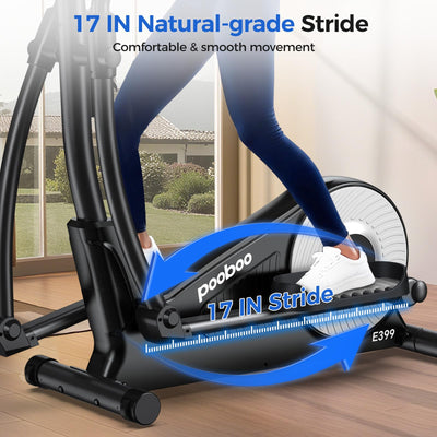 pooboo Elliptical Machine, Elliptical Exercise Machine with 16-Level Resistance&Hyper-Quiet Magnetic Driving System, Elliptical Machine for Home with LCD Monitor&15.5IN Stride, 350LBS Weight Capacity