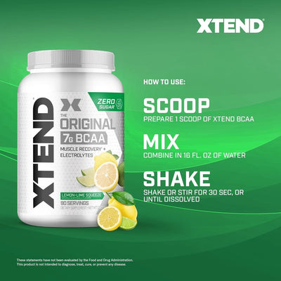 Xtend Original BCAA Powder 7g BCAA and 2.5g L-Glutamine, Sugar Free Post Workout Muscle Recovery Drink with Amino Acids for Men & Women, 30 Servings