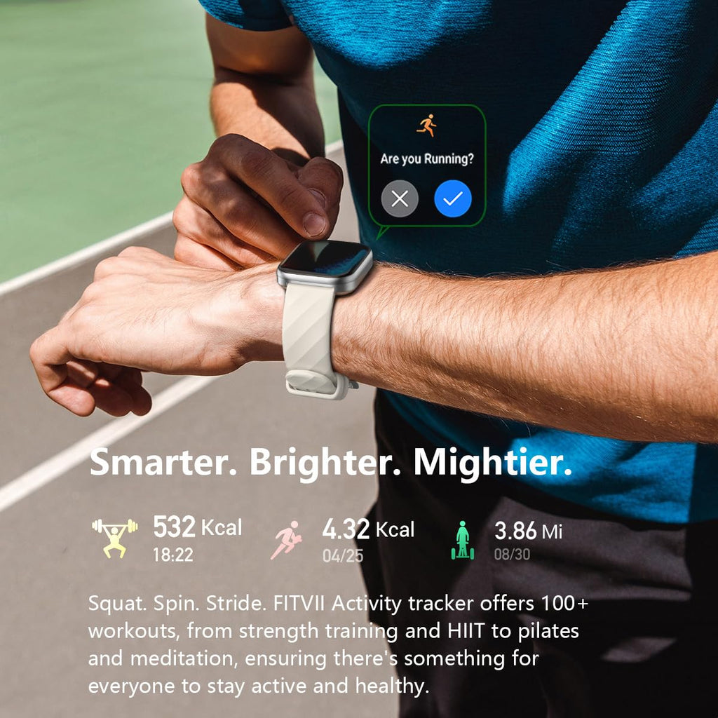 FITVII Health & Fitness Tracker (Answer/Make Calls), Smart Watch with 24/7 Heart Rate and Blood Pressure, Sleep Tracking, Blood Oxygen Monitor, 120+ Sport Modes Activity Tracker for Women Men