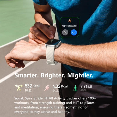 FITVII Health & Fitness Tracker (Answer/Make Calls), Smart Watch with 24/7 Heart Rate and Blood Pressure, Sleep Tracking, Blood Oxygen Monitor, 120+ Sport Modes Activity Tracker for Women Men