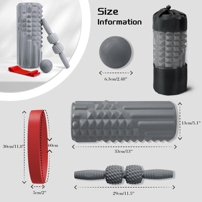 Foam Roller High Density Foam Roller Set for Deep Tissue Muscle Massage, 18" Trigger Point Fitness Exercise Massage Roller, Self-Myofascial Release for Whole Body (Black-18(2 in 1))