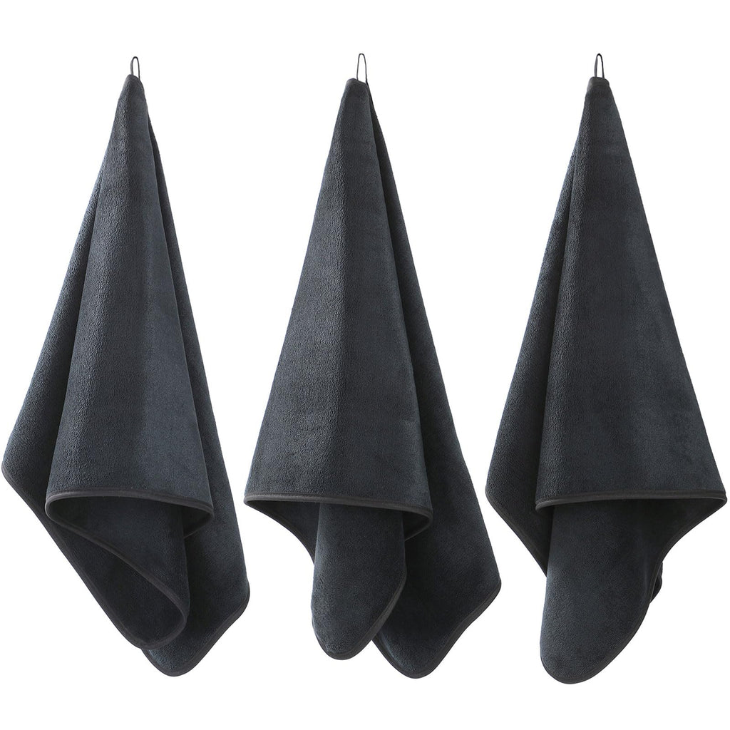 Microfiber Gym Towels Bigger Size Super Soft for Exercise Fitness, Sports, Workout, 380-GSM 15-Inch x 31-Inch Quick-Drying Towels (3 Pack, Grey+Blue+Purple)