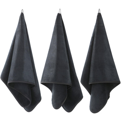 Microfiber Gym Towels Bigger Size Super Soft for Exercise Fitness, Sports, Workout, 380-GSM 15-Inch x 31-Inch Quick-Drying Towels (3 Pack, Grey+Blue+Purple)