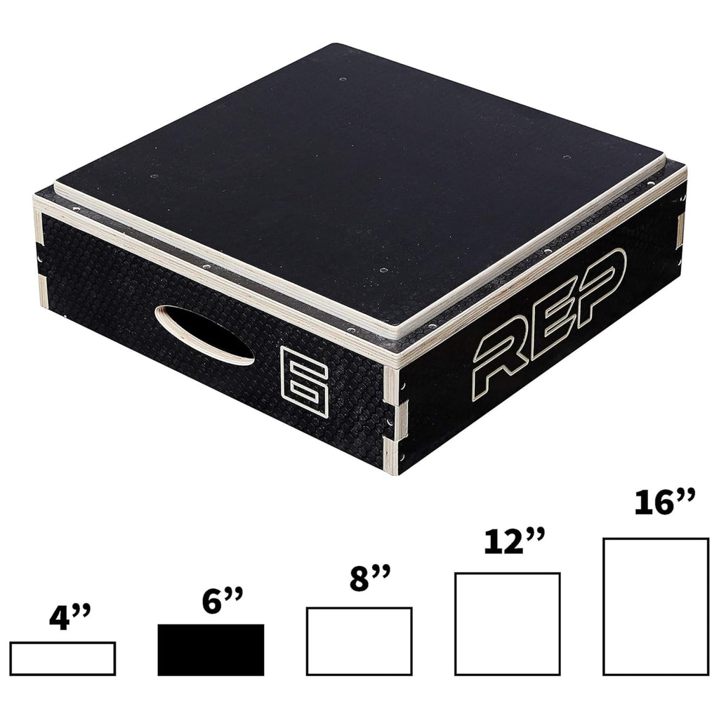 Rep Wooden Plyo Box | Stackable Jump Platforms for Home Gym Workouts | Multiple Height Options from 4, 6.8 and 12" Exercise Step Up Boxes for CrossFit & Plyometric Training | Durable Fitness Equipment