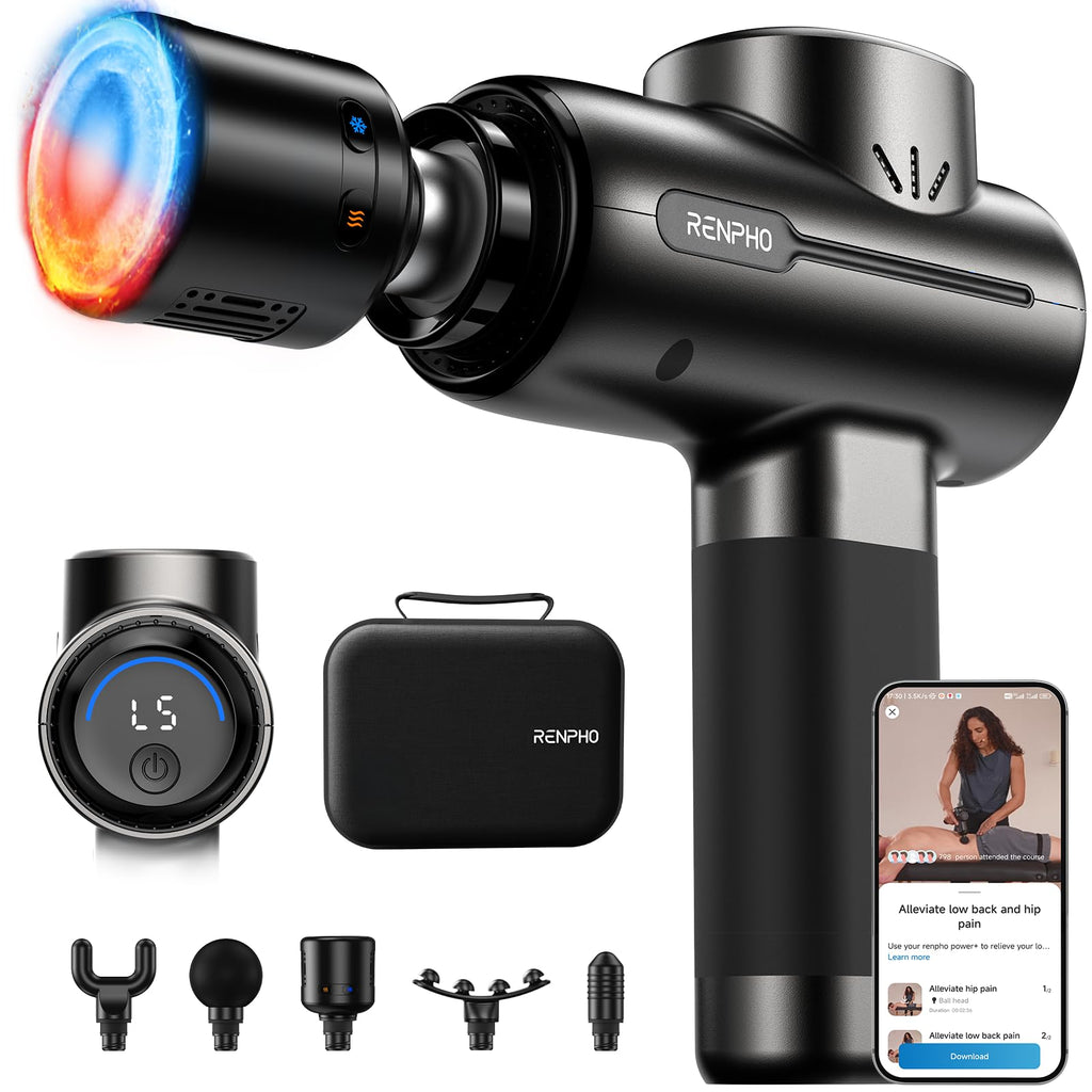 RENPHO Massage Gun Deep Tissue, Christmas Birthday Gifts for Women Men, Portable Percussion Massager for Back and Neck, Handheld Device with Carry Case, Active