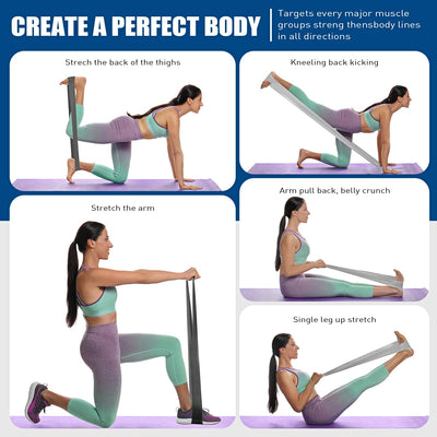 Resistance Bands, Exercise Bands, Physical Therapy Bands for Strength Training, Yoga, Pilates, Stretch Elastic Band with Different Strengths, Workout Bands for Home Gym