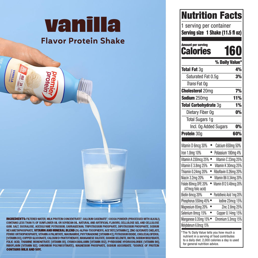 Premier Protein Shake, Chocolate, 30g Protein 1g Sugar 24 Vitamins Minerals Nutrients to Support Immune Health, 11.5 fl oz (Pack of 12)