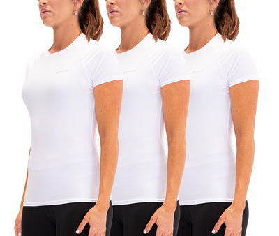 DEVOPS 3 Pack Women's Compression Shirt Dry Fit Short Sleeve Running Athletic T-Shirt Workout Tops