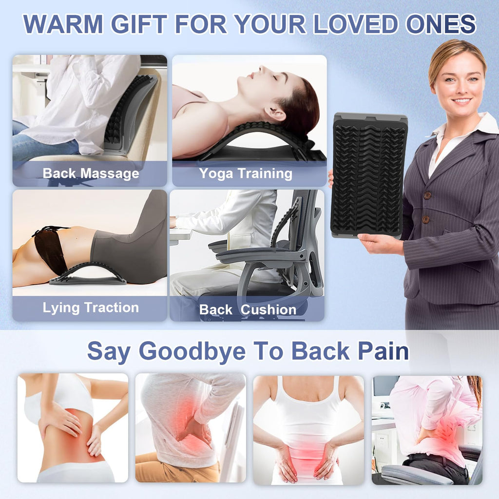 Back Stretcher for Lower Back Pain Relief, 3 Level Adjustable Lumbar Back Cracker Board, Back Cracking Device, Back Massager for Scoliosis, Spine Decompression
