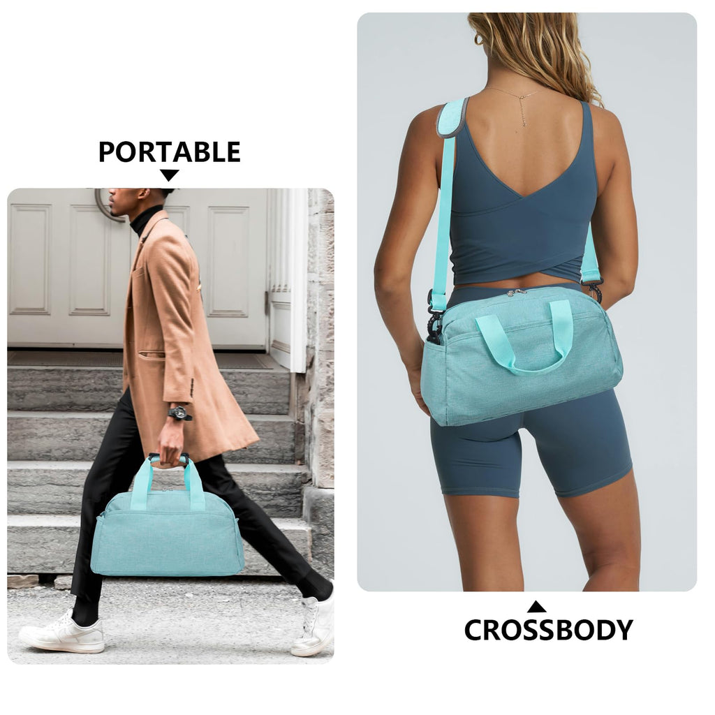 14 inch Small Gym Bag for Women & Men, Mini Duffel Bag for Travel Sports Lightweight Carry On Bag (Light Green)