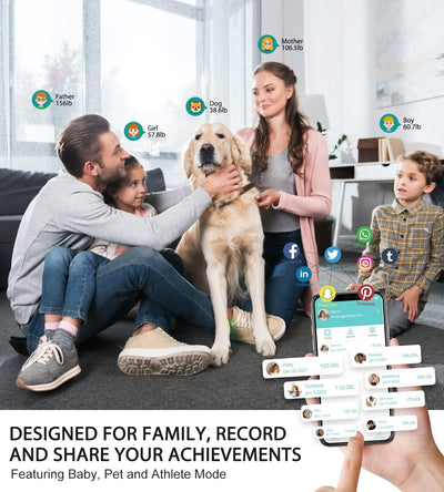 ABLEGRID Body Fat Scale,Digital Smart Bathroom Scale for Body Weight, Large Color Display Screen, 16 Body Composition Metrics BMI, Water Weigh, Heart Rate, Baby Mode, 400lb, Rechargeable