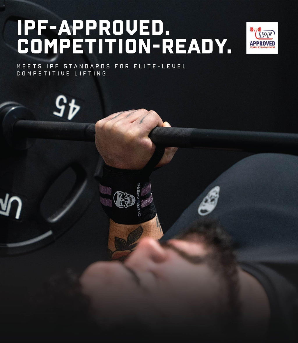 Gymreapers Weightlifting Wrist Wraps (IPF Approved) 18" Professional Quality Wrist Support with Heavy Duty Thumb Loop - Best Wrap for Powerlifting Competition, Strength Training, Bodybuilding