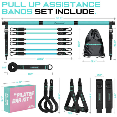 Pilates Bar Kit with Resistance Bands, Multifunctional Pilates Bar for Women & Men with Heavy-Duty Metal Adjustment Buckle, Pilates Home Equipment for Full BodyWorkouts