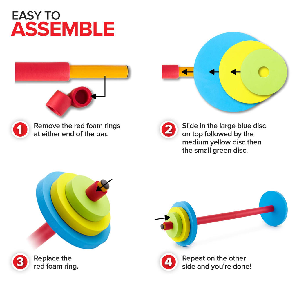 Modern Innovations Kids Weight Set (2 Pack) Toy Dumbbells, Baby Dumbbell Workout Weights, Fun Fitness and Exercise Equipment for Toddlers - Black & Gray…