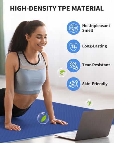 CAMBIVO Large Yoga Mat (6'x 4'), Extra Wide Workout Mat for Men and Women, Yoga Mat Thick 1/3 &1/4 Exercise Mats for Home Workout, Yoga, Pilates (Black,1/4 inch)