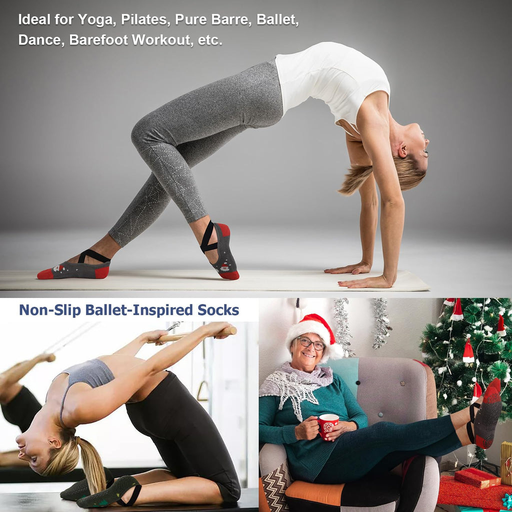 Ozaiic Pilates Socks for Women Non Slip Grip, Yoga Socks with Grippers for Barre, Hospital, Ballet, Dance, Barefoot Workout