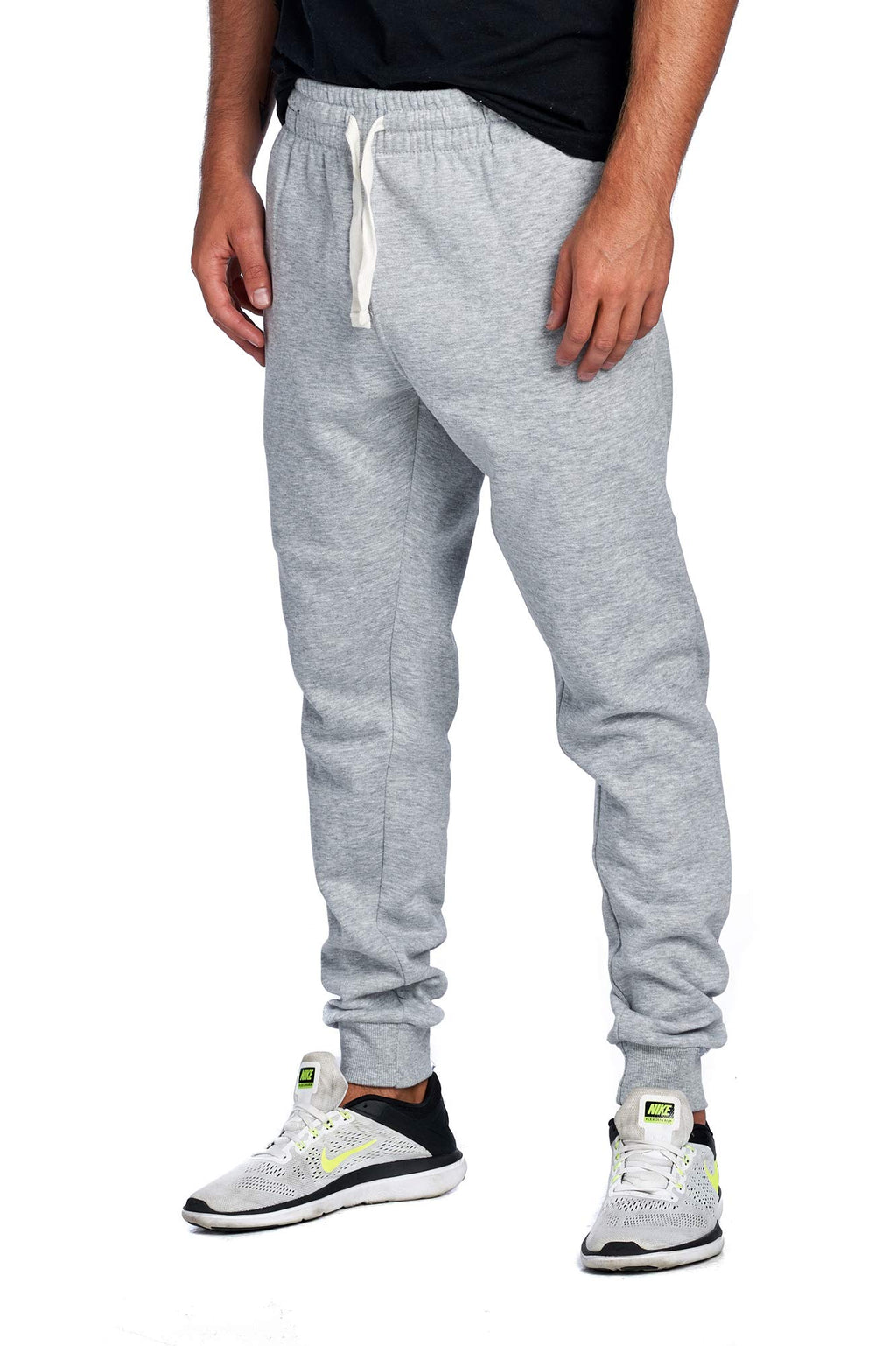 PROGO USA Men's Joggers Sweatpants Basic Fleece Marled Jogger Pant Elastic Waist