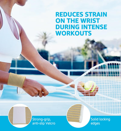 Compression Wrist Bands (2 PCS), High-Elastic Straps Wrist Wraps Wrist Brace for Sports Weightlifting Tennis Basketball Tendonitis Carpal Tunnel Arthritis - Breathable Fabric (Black)