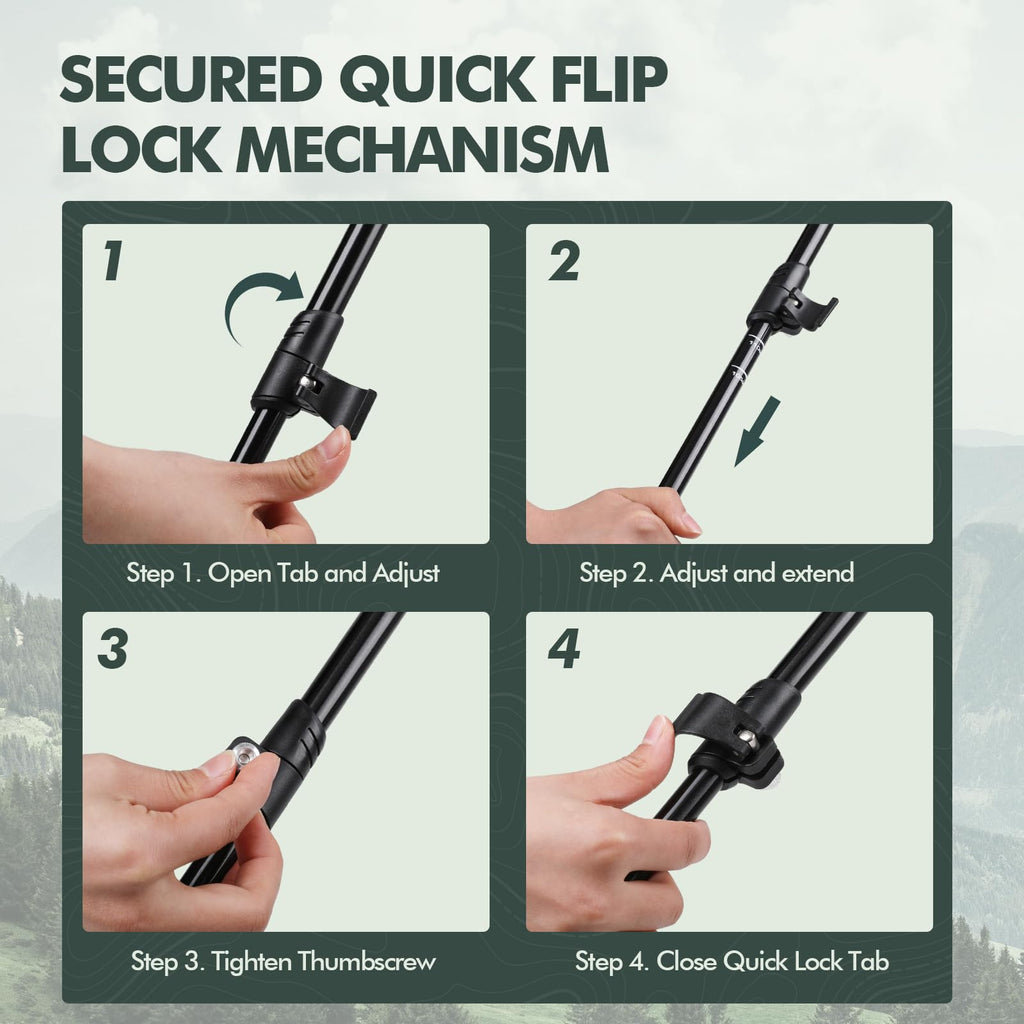 KINGGEAR Nordic Walking Stick, TP1 Hiking Poles Retractable Lightweight 7075 Aluminum, Trekking Poles with Flip Lock, Natural Cork and EVA Grip, 2pc Hiking Gear