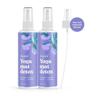 ASUTRA Yoga Mat Cleaner Spray (Energizing Peppermint), 4 fl oz - No Slippery Residue, Organic Essential Oils, Deep-Cleansing for Fitness Gear & Gym Equipment, Microfiber Towel Included