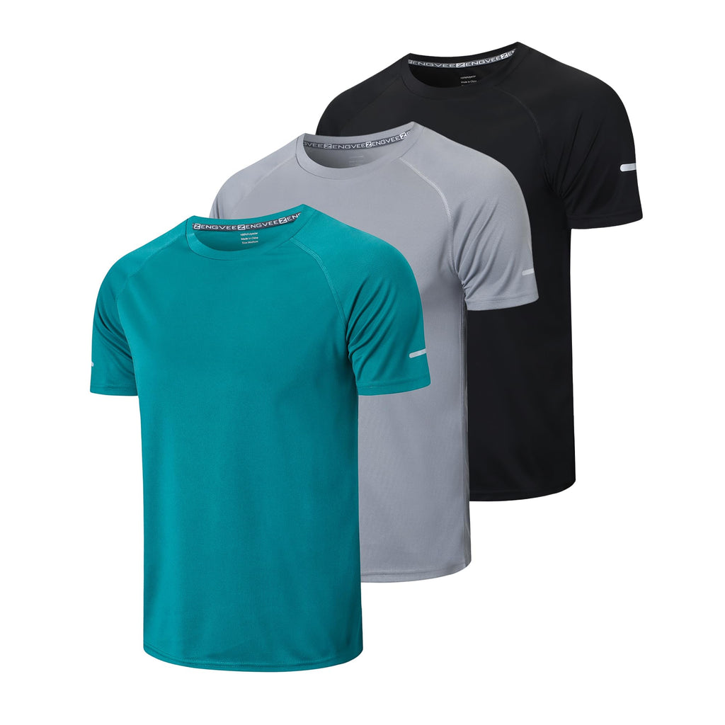 frueo Men's 1/3 Pack Workout Shirts Quick Dry Moisture Wicking Short Sleeve Mesh Athletic T-Shirts