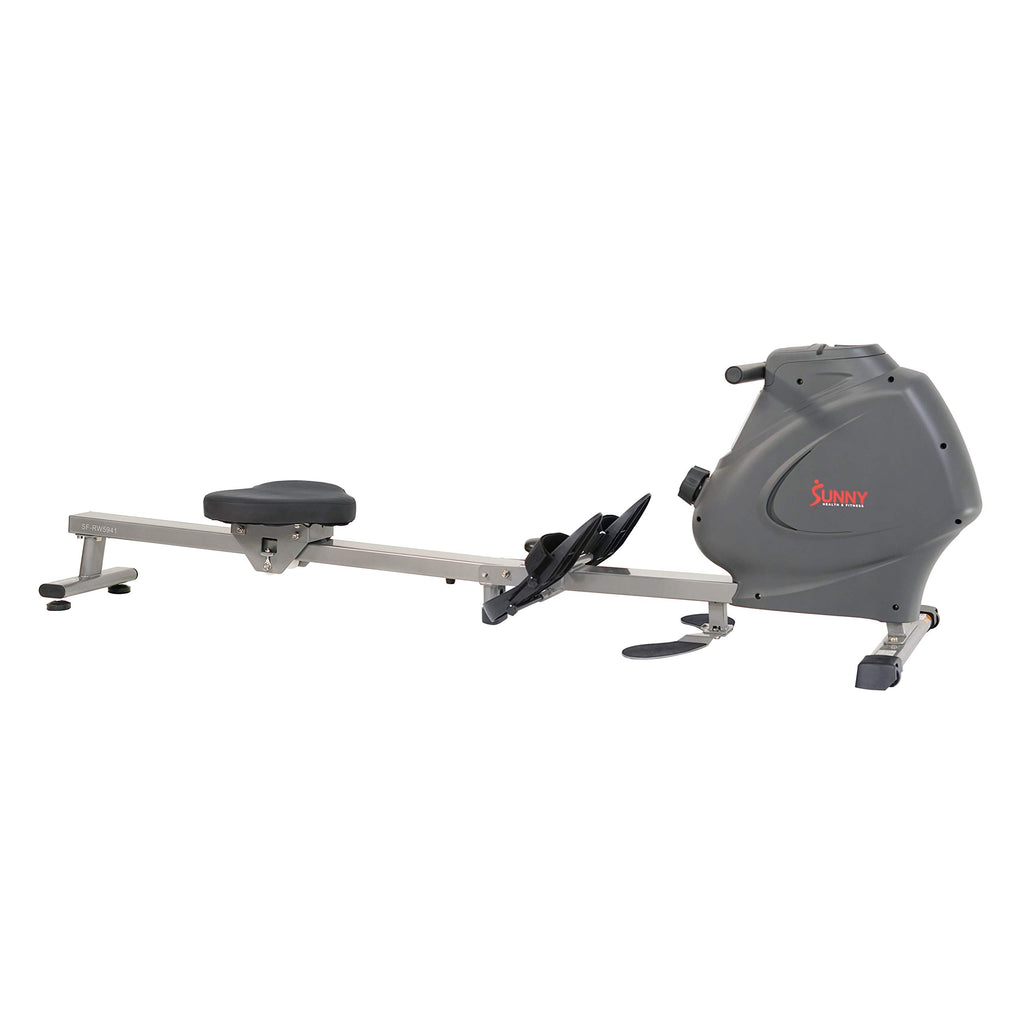 Sunny Health & Fitness Multi-Function Premium Magnetic Rowing Machine, Bicep Curls, Upward Rows, Seated Rows, Foldable Slide Rails, Digital Monitor, Optional Free SunnyFit App Connection