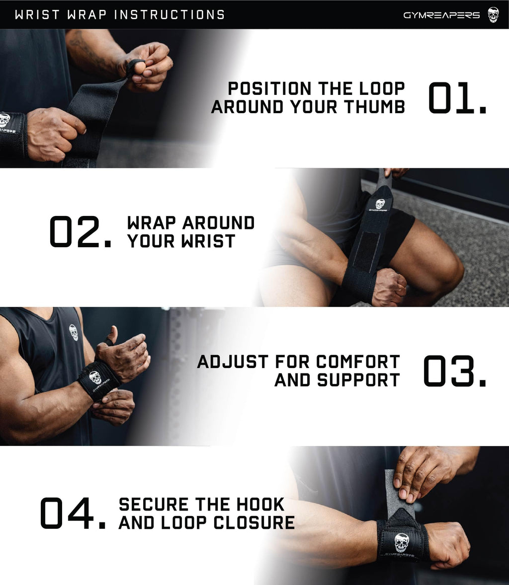 Gymreapers Weightlifting Wrist Wraps (IPF Approved) 18" Professional Quality Wrist Support with Heavy Duty Thumb Loop - Best Wrap for Powerlifting Competition, Strength Training, Bodybuilding