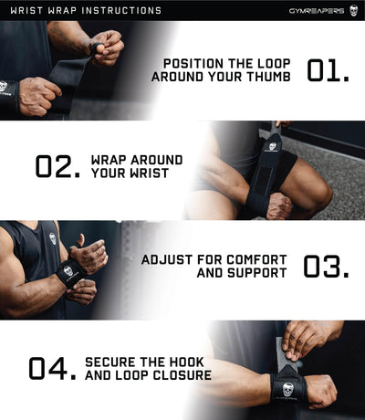 Gymreapers Weightlifting Wrist Wraps (IPF Approved) 18" Professional Quality Wrist Support with Heavy Duty Thumb Loop - Best Wrap for Powerlifting Competition, Strength Training, Bodybuilding