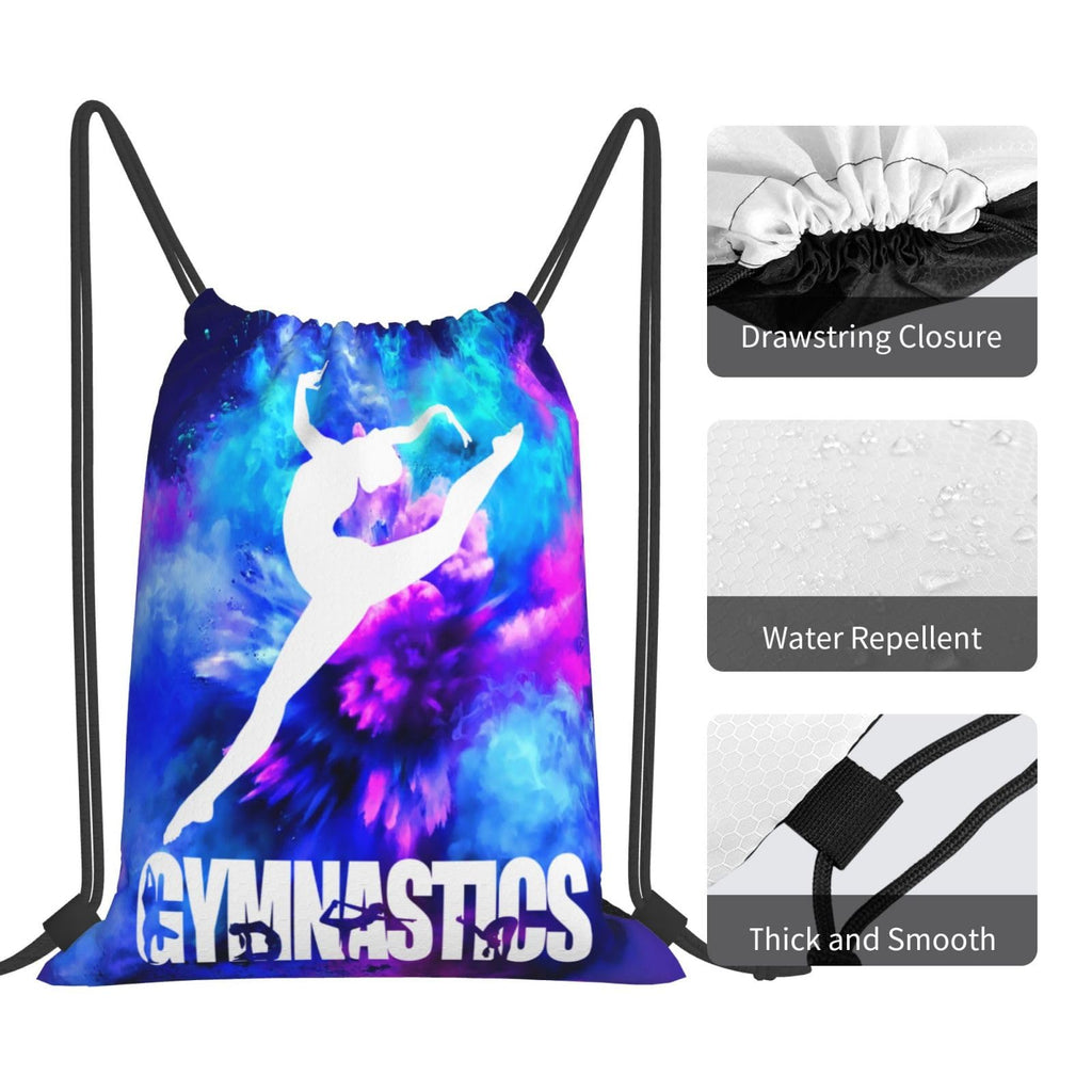 Gymnastics Drawstring Backpack Light Gym String Bag Pink Water Resistant Sackpack Sport Yoga Daypack For Womens Mens