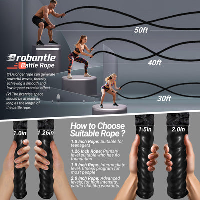 Battle Rope 1/1.26/1.5/2 Inch Diameter,Pink 30FT/40FT/50FT Exercise Workout Ropes for Home Gym Heavy Weighted Training Rope for Working Out