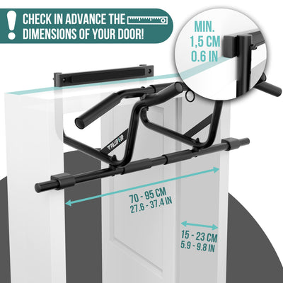 PULLUP & DIP Pull-up bar for door frames for hanging without screws and no slipping, professional door bar, pull-up bar with padded handles