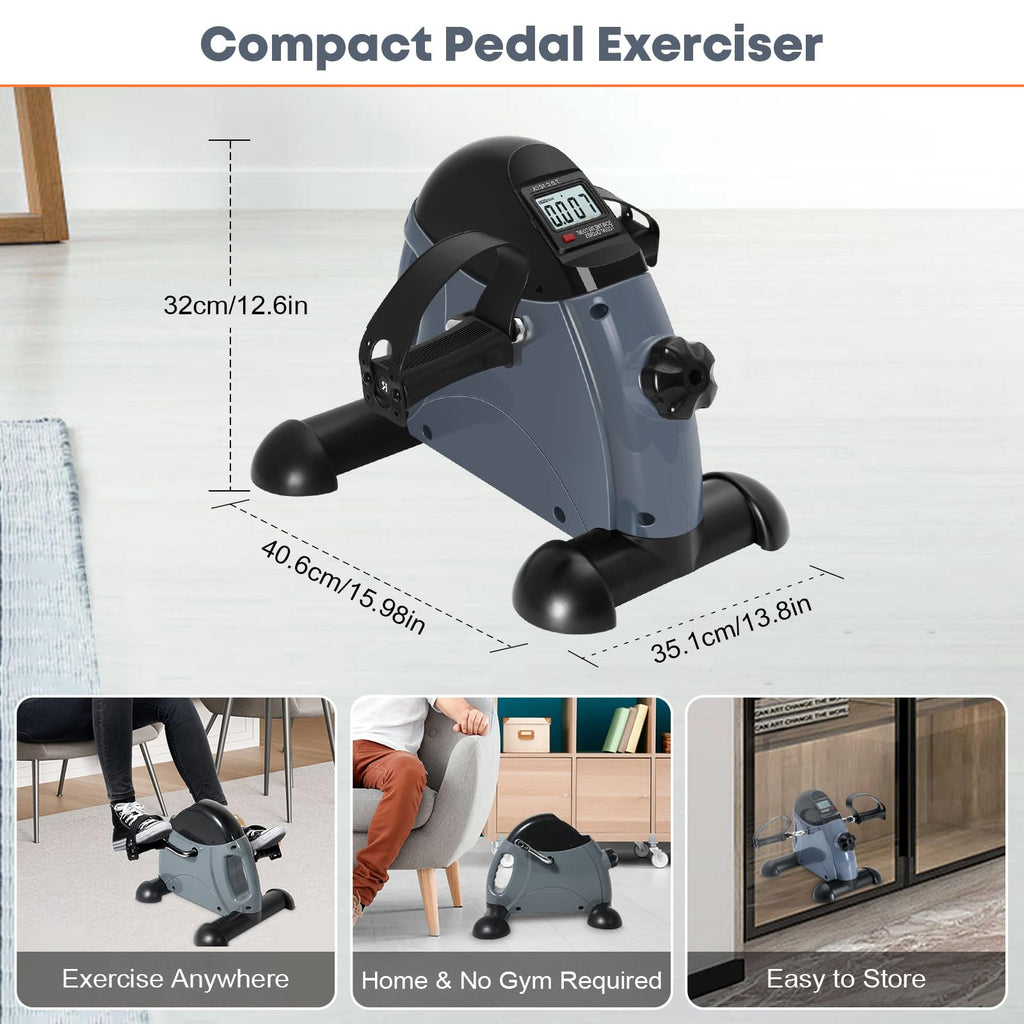 Mini Exercise Bike, AGM Under Desk Bike Pedal Exerciser Foot Cycle Arm & Leg Pedal Exerciser with LCD Screen Displays