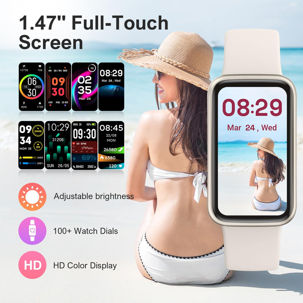 Fitness Tracker,Smart Watch with 24/7 Heart Rate Blood Oxygen Sleep Monitor,1.47" HD Touchsreen with Step & Calorie Counter 100+ Sport Modes Health Activity Trackers for Men and Women (Pink)