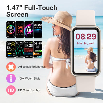 Fitness Tracker,Smart Watch with 24/7 Heart Rate Blood Oxygen Sleep Monitor,1.47" HD Touchsreen with Step & Calorie Counter 100+ Sport Modes Health Activity Trackers for Men and Women (Pink)