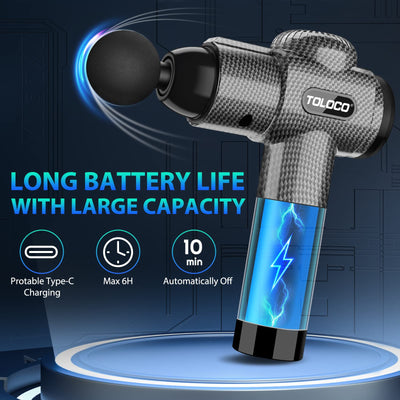 TOLOCO Massage Gun, Deep Tissue Back Massage for Athletes for Pain Relief, Percussion Massager with 10 Massages Heads & Silent Brushless Motor, Gifts for Fathers Day, Black