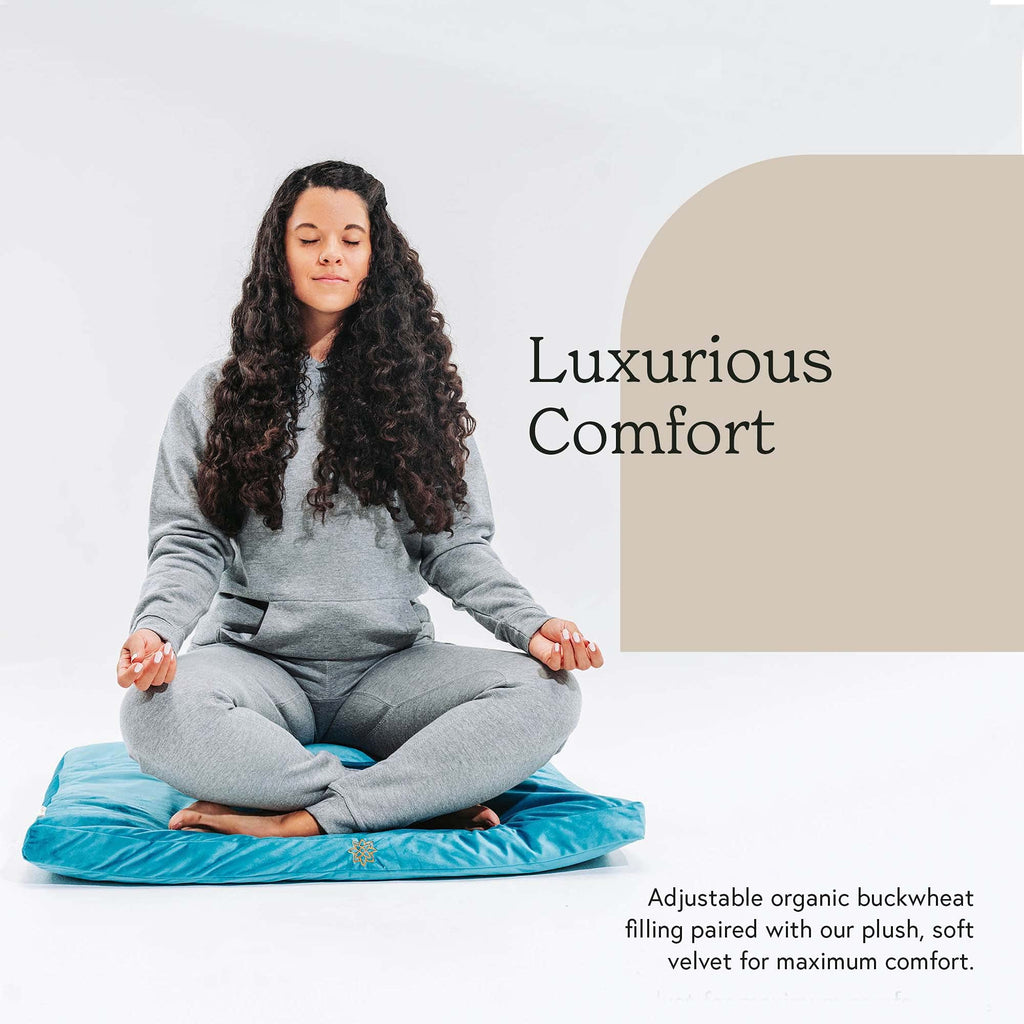 Mindful & Modern Zabuton Meditation Mat - Cotton Filled Yoga and Meditation Pad - Zabuton Meditation Cushion for Kneeling and Sitting Support - Large Rectangular Sitting Floor Pillow for Bench or Zafu