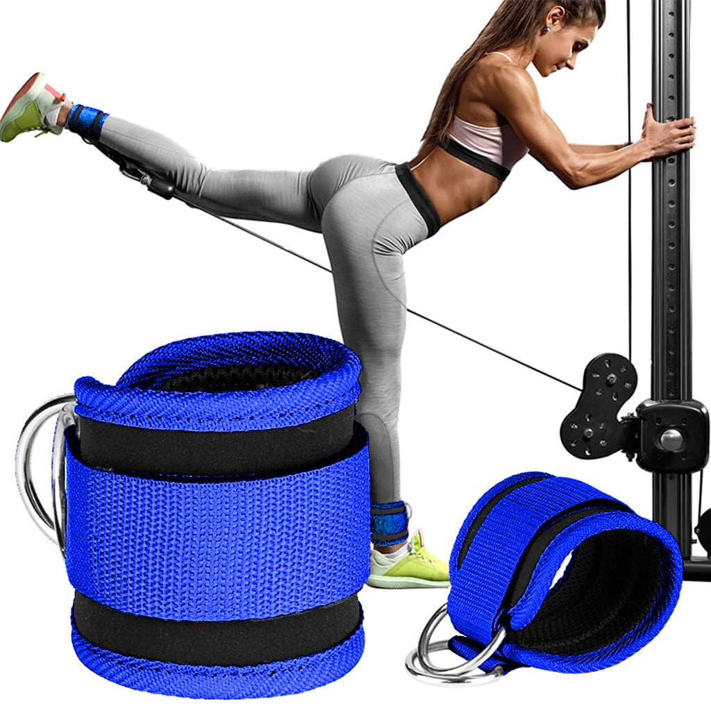 Ankle Straps Ankle Resistance Bands Wrist Cuffs Padded Straps Adjustable Fitness Glute Kickback D-Ring for Cable Machine Gym Foot Leg Training Brace Support 1 Pair