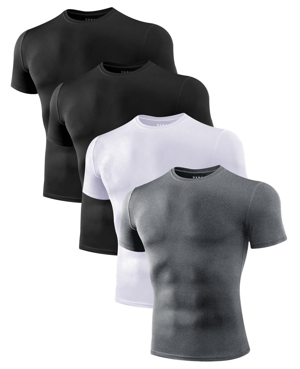 Niksa Men's Compression Shirts 1/2/4 Pack, Workout Gym Shirt Short Sleeve, Moisture Wicking Active Fit Base Layer T-Shirt