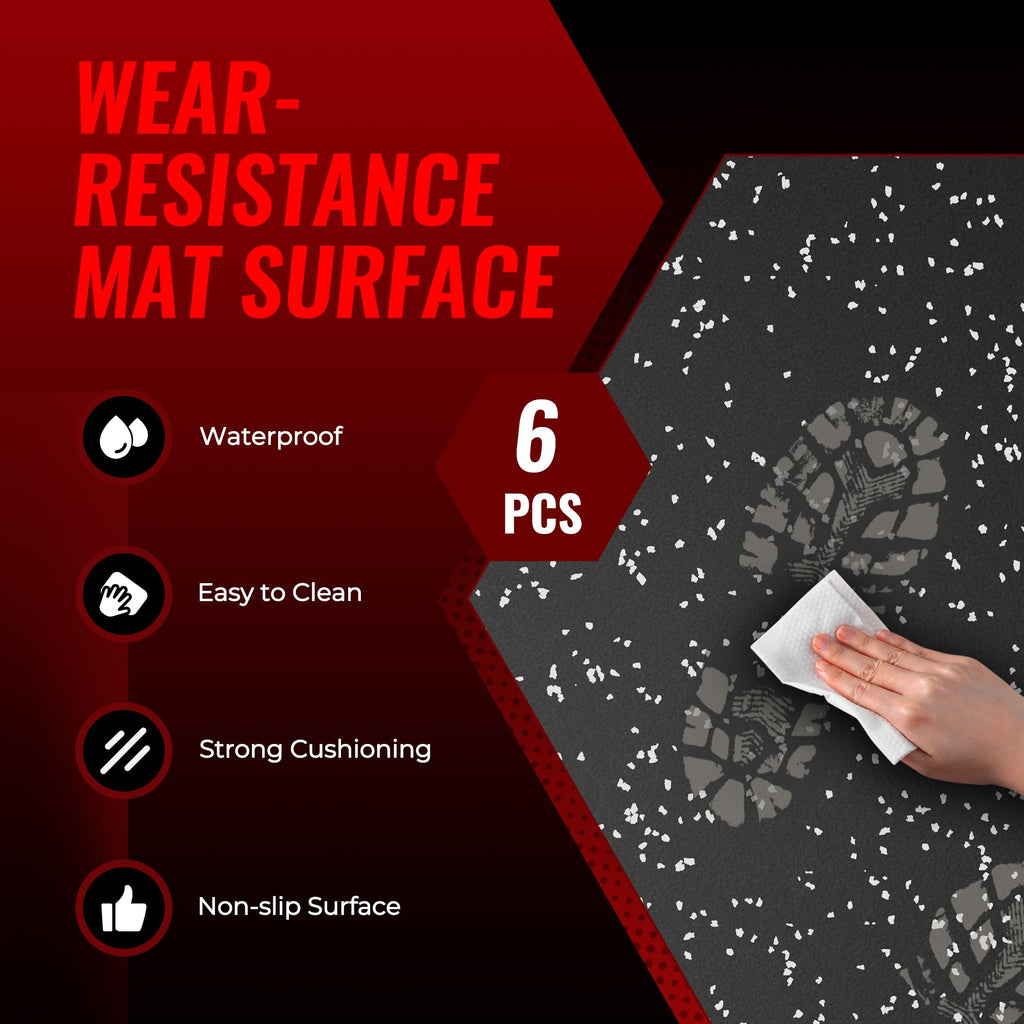 SUPERJARE 0.56'' Thick 12 Pcs 48 Sq Ft Rubber Top Exercise Equipment Mats, High Density EVA Foam Mats with Rubber Top, Interlocking Gym Flooring for Home Gym, Protective Workout Mat, Black/Grey