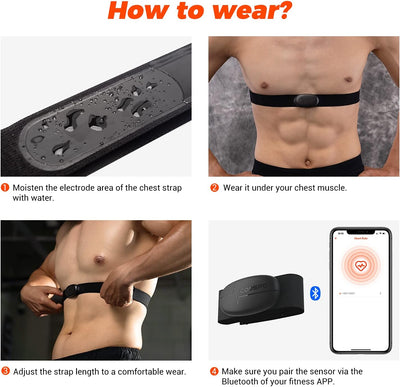 COOSPO Heart Rate Monitor Chest Strap, Bluetooth ANT+ Heart Rate Monitor Chest Sensor with 400H Battery, HRM Works with Strava/Wahoo Fitness/Polar Beat/Peloton/DDP Yoga App