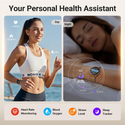 Fitpolo Smart Watch for Women,1.3" AMOLED Touchscreen Fitness Tracker, Make/Answer Calls, Heart Rate SpO2 Monitor, IP68 Waterproof, Sleep & Activity Tracking Smartwatch for Android Phones iPhone