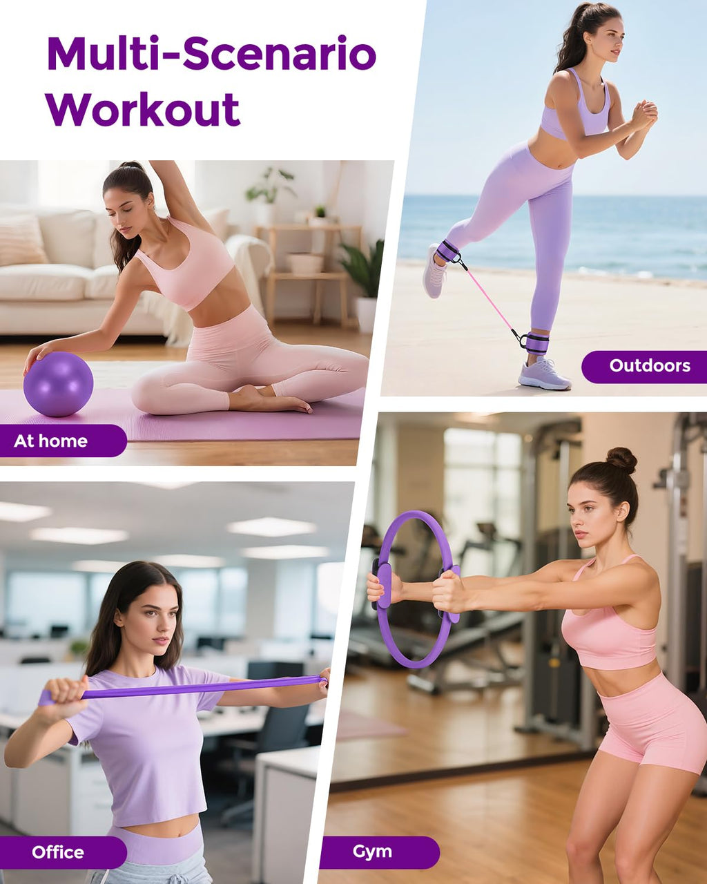 Pilates Essentials Kit for Women, 14-Inch Magic Circle Home Pilates Equipment with Pilates Ring and Ball Set, 5 Resistance Bands & Accessories for Home Workouts Beginners Essentials Starter Set