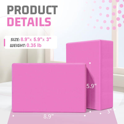 Yoga Blocks 2 Pack, EVA Foam Yoga Block Supportive, Non-Slip Exercise Blocks, Yoga Accessories for Pilates, Meditation, Balance, Stretching and Deep Poses